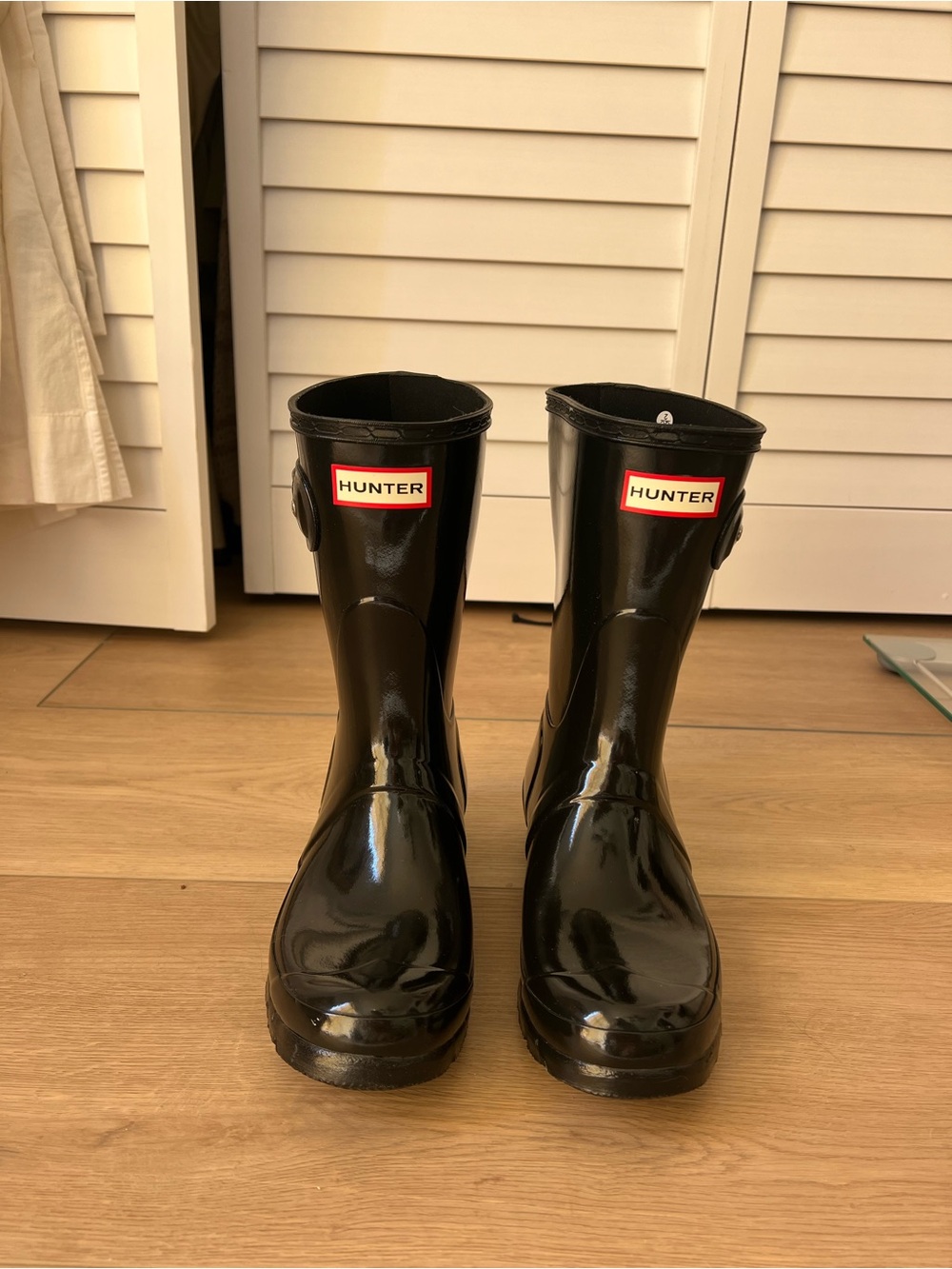 Hunter Glossy Black Mid-Calf Rain Boot with Side Buckle - Picture 3 of 9